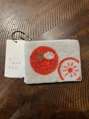 A New Day Beaded Tomato Coin Pouch
